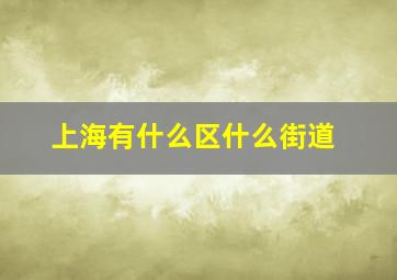 上海有什么区什么街道