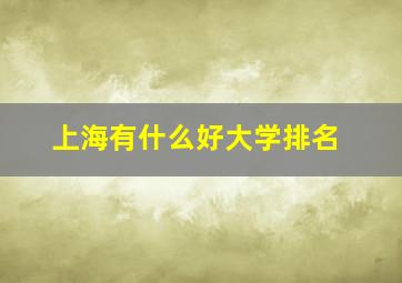 上海有什么好大学排名