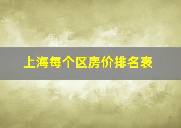 上海每个区房价排名表