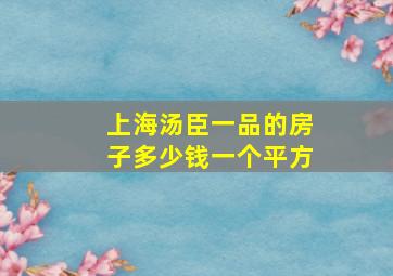 上海汤臣一品的房子多少钱一个平方