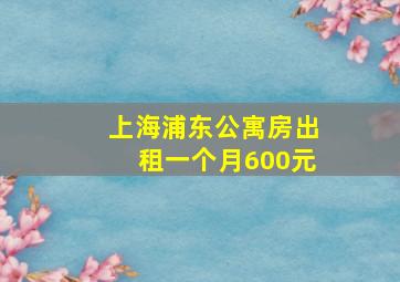 上海浦东公寓房出租一个月600元