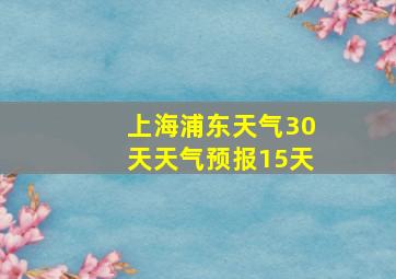 上海浦东天气30天天气预报15天