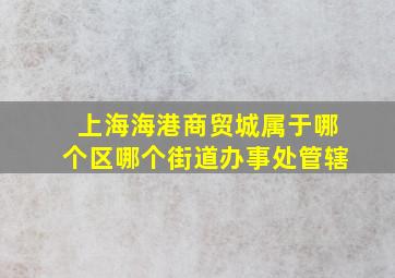 上海海港商贸城属于哪个区哪个街道办事处管辖