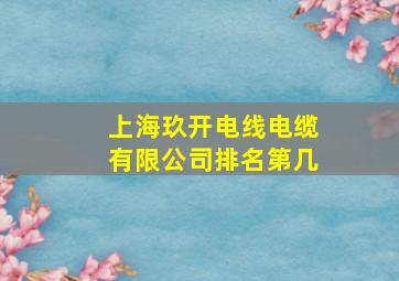 上海玖开电线电缆有限公司排名第几