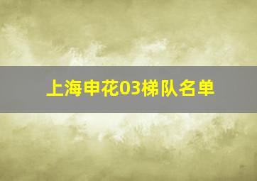 上海申花03梯队名单