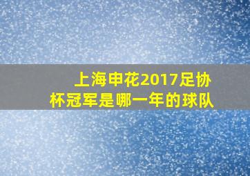 上海申花2017足协杯冠军是哪一年的球队