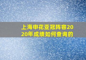 上海申花亚冠阵容2020年成绩如何查询的