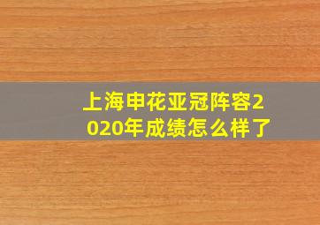 上海申花亚冠阵容2020年成绩怎么样了