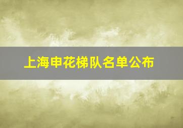 上海申花梯队名单公布