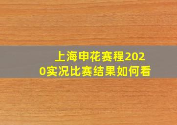 上海申花赛程2020实况比赛结果如何看