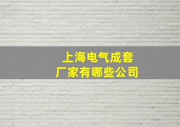 上海电气成套厂家有哪些公司