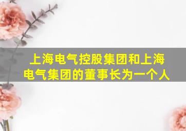 上海电气控股集团和上海电气集团的董事长为一个人