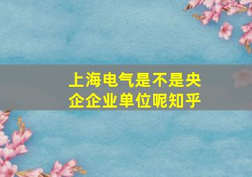 上海电气是不是央企企业单位呢知乎