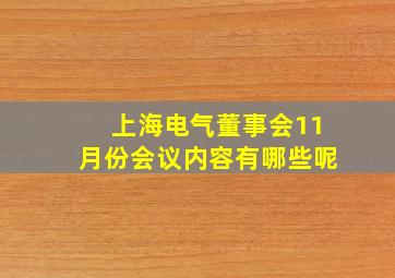 上海电气董事会11月份会议内容有哪些呢