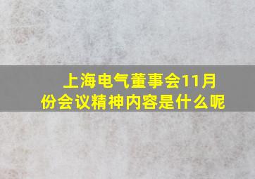 上海电气董事会11月份会议精神内容是什么呢