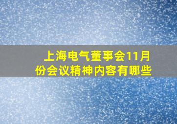 上海电气董事会11月份会议精神内容有哪些