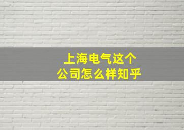 上海电气这个公司怎么样知乎