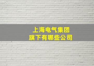 上海电气集团旗下有哪些公司