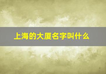 上海的大厦名字叫什么