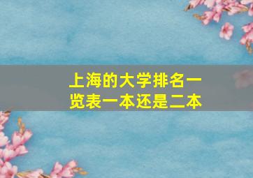 上海的大学排名一览表一本还是二本