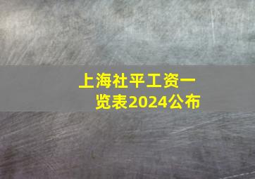 上海社平工资一览表2024公布