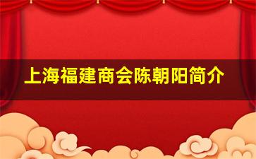 上海福建商会陈朝阳简介