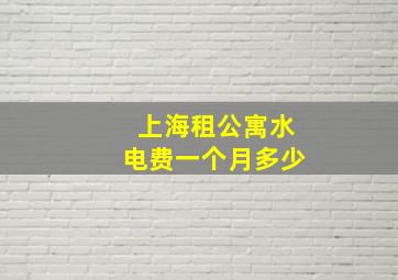 上海租公寓水电费一个月多少