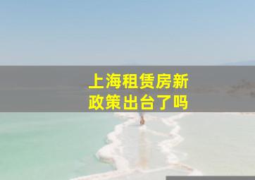 上海租赁房新政策出台了吗