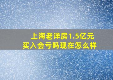 上海老洋房1.5亿元买入会亏吗现在怎么样