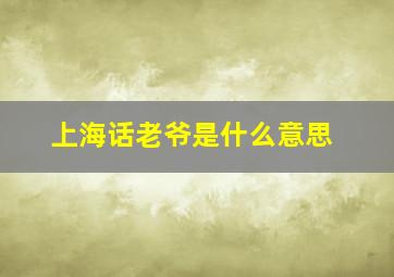 上海话老爷是什么意思