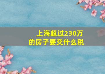 上海超过230万的房子要交什么税