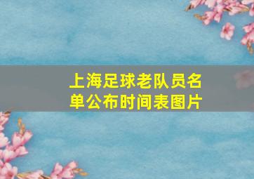 上海足球老队员名单公布时间表图片