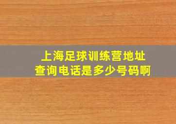 上海足球训练营地址查询电话是多少号码啊