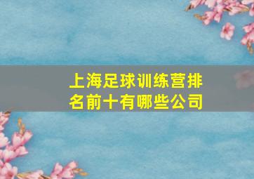 上海足球训练营排名前十有哪些公司