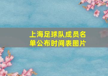 上海足球队成员名单公布时间表图片