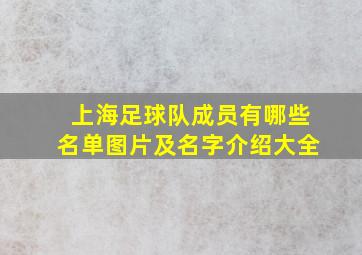 上海足球队成员有哪些名单图片及名字介绍大全