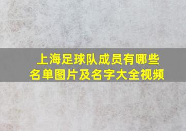 上海足球队成员有哪些名单图片及名字大全视频