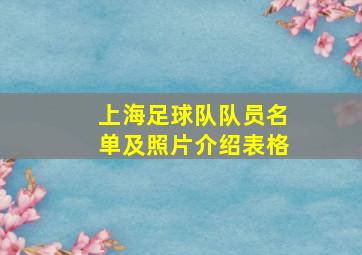 上海足球队队员名单及照片介绍表格