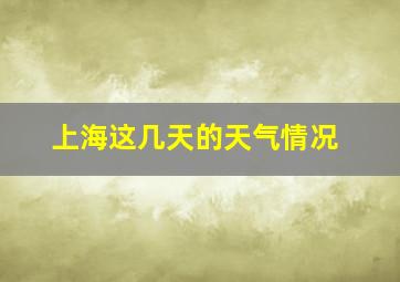 上海这几天的天气情况