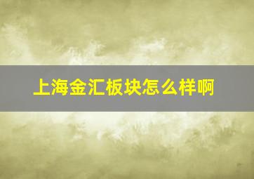 上海金汇板块怎么样啊