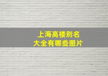 上海高楼别名大全有哪些图片