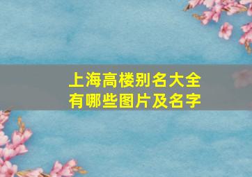 上海高楼别名大全有哪些图片及名字