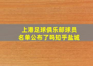 上港足球俱乐部球员名单公布了吗知乎盐城