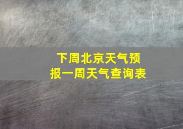 下周北京天气预报一周天气查询表