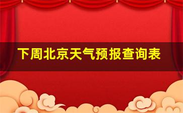 下周北京天气预报查询表