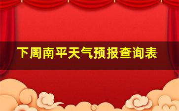 下周南平天气预报查询表