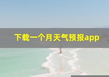 下载一个月天气预报app