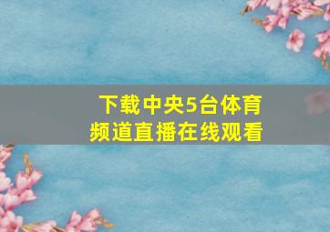 下载中央5台体育频道直播在线观看