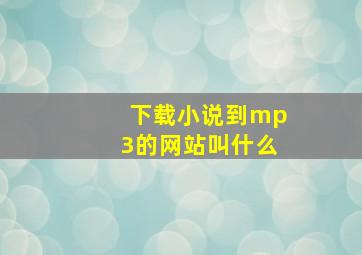 下载小说到mp3的网站叫什么