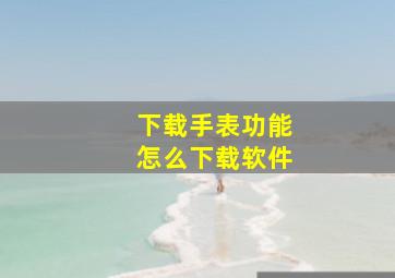 下载手表功能怎么下载软件